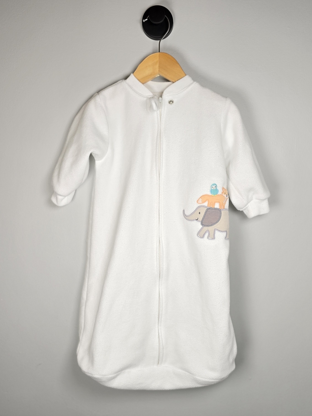 Carter's Fleece White Sleep Sack with Stacked Animal Applique0-9